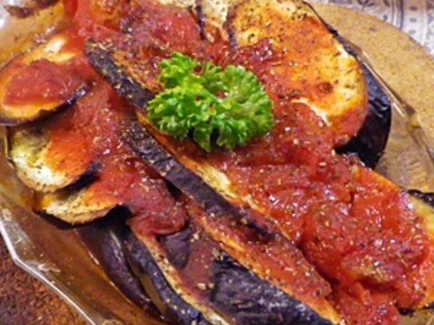 茄子とトマトのシンプルオリーブオイル焼き